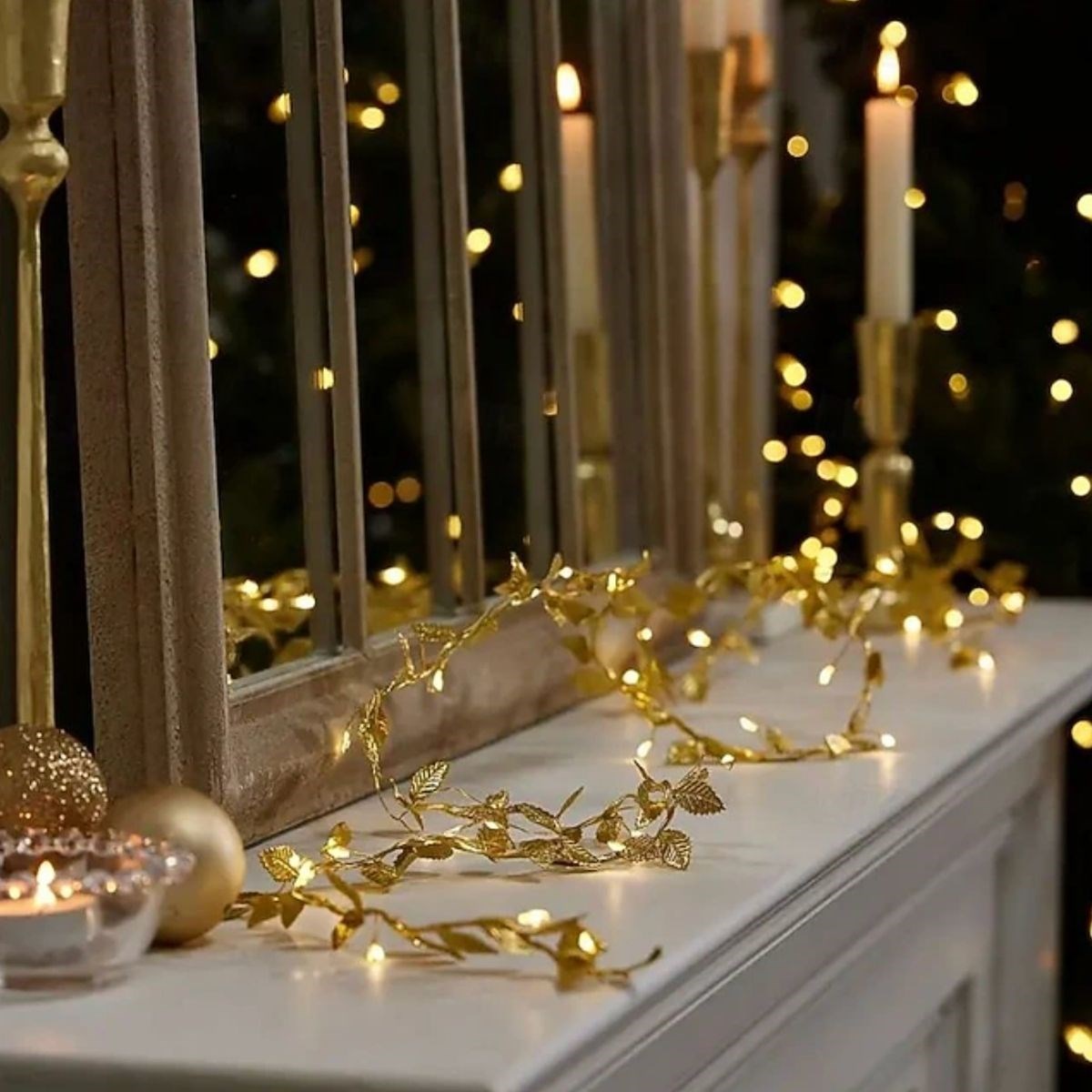 3 Metre Yaldızlı Gold LED Işık – Dekoratif Ortam ve Yılbaşı Aydınlatması (5563) #2