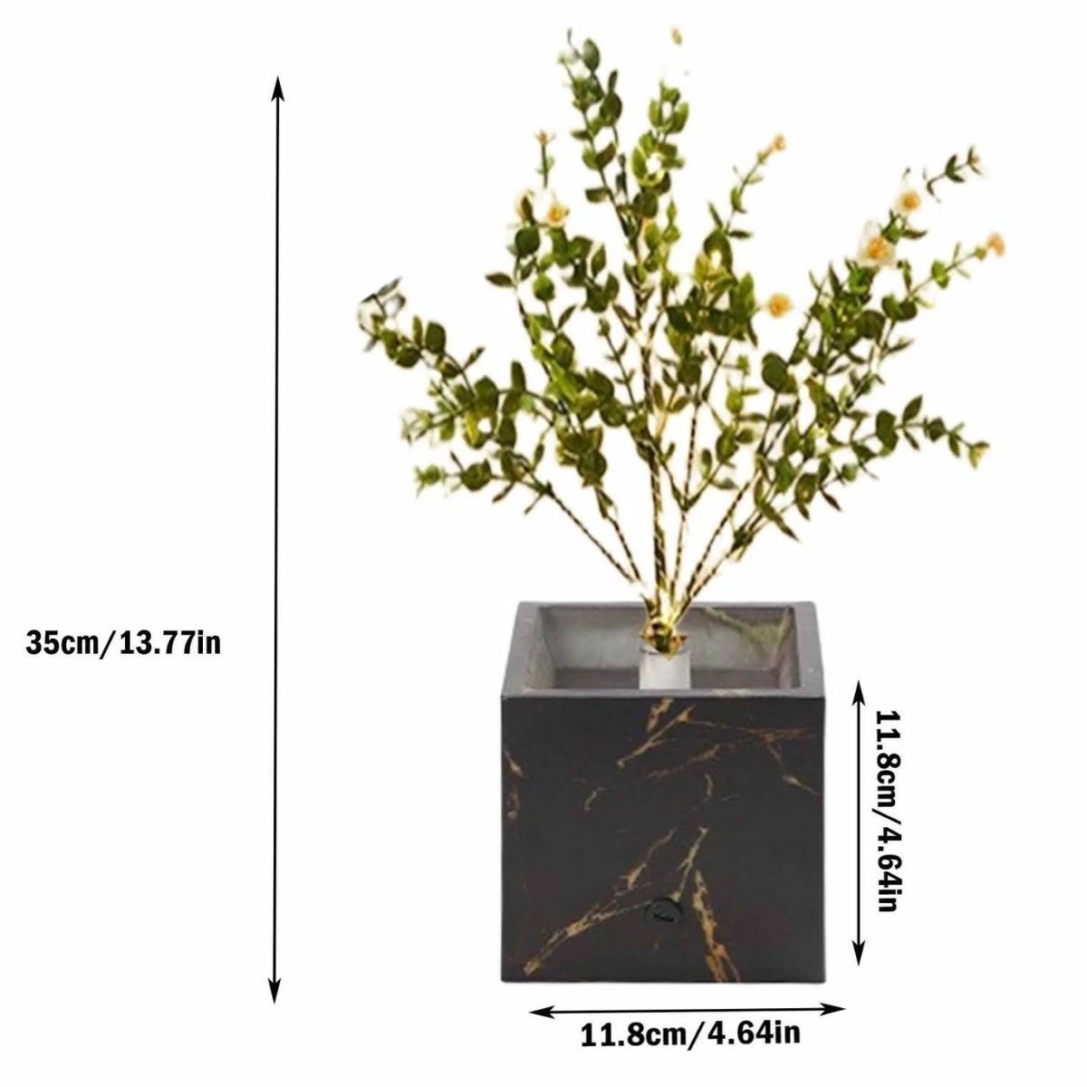 Işıklı Yapay Çiçek – Siyah Saksılı LED Dekoratif Bitki, Masaüstü ve Ev Ofis Aydınlatmalı Süs Bitkisi (5563) #5