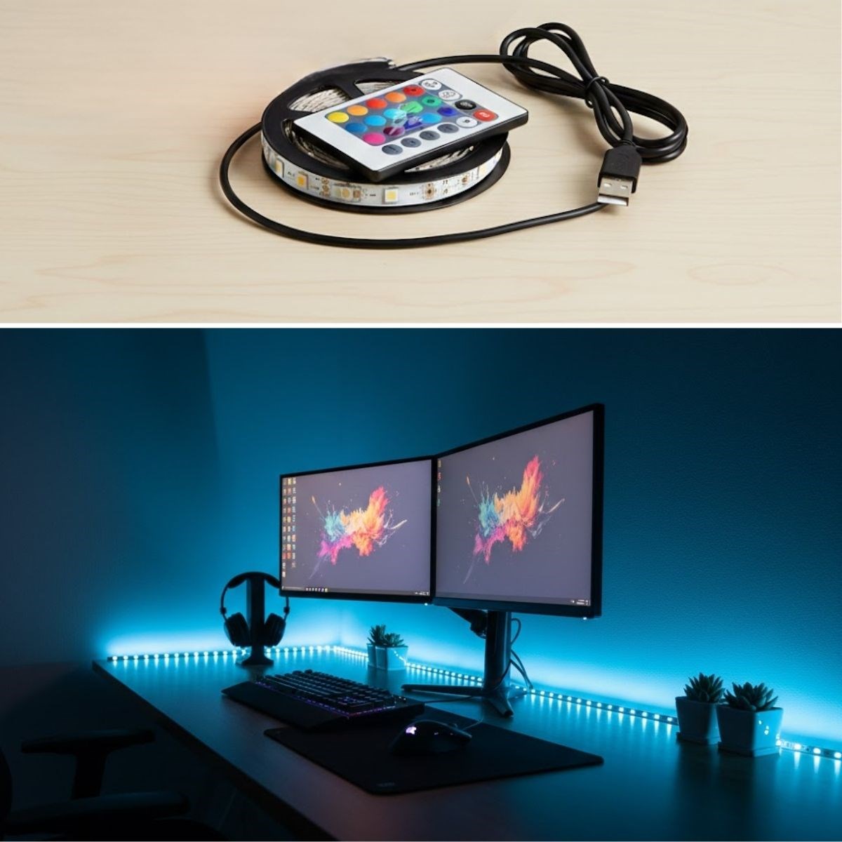 2 Metre Kumandalı USB LED Şerit Işık – Renk Ayarlı Dekoratif Ortam ve Ambiyans Aydınlatması (5563) #3