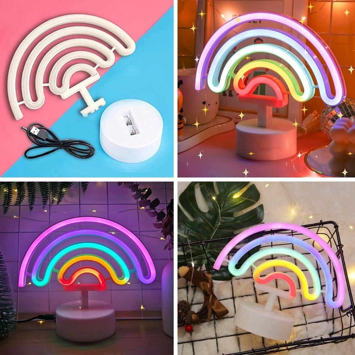 Plastik Gökkuşağı Neon LED Işık – Dekoratif Renkli Masaüstü ve Ambiyans Aydınlatması (5563) #3