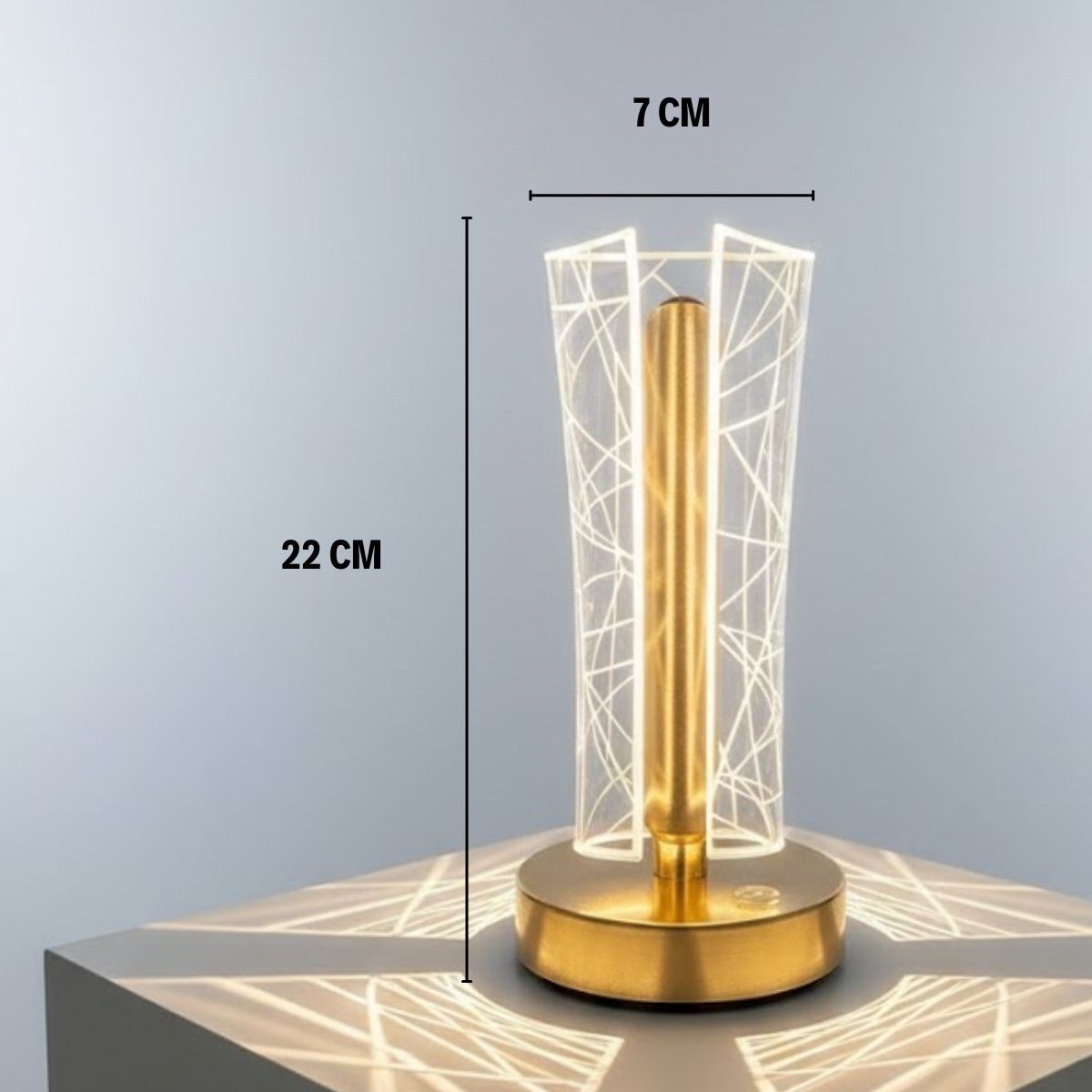 Kristall-LED-Tischleuchte mit beidseitig geschwungener zylindrischer Geometrie – Touchsteuerung, 3 Farbmodi, Aufladbar (5563) #5