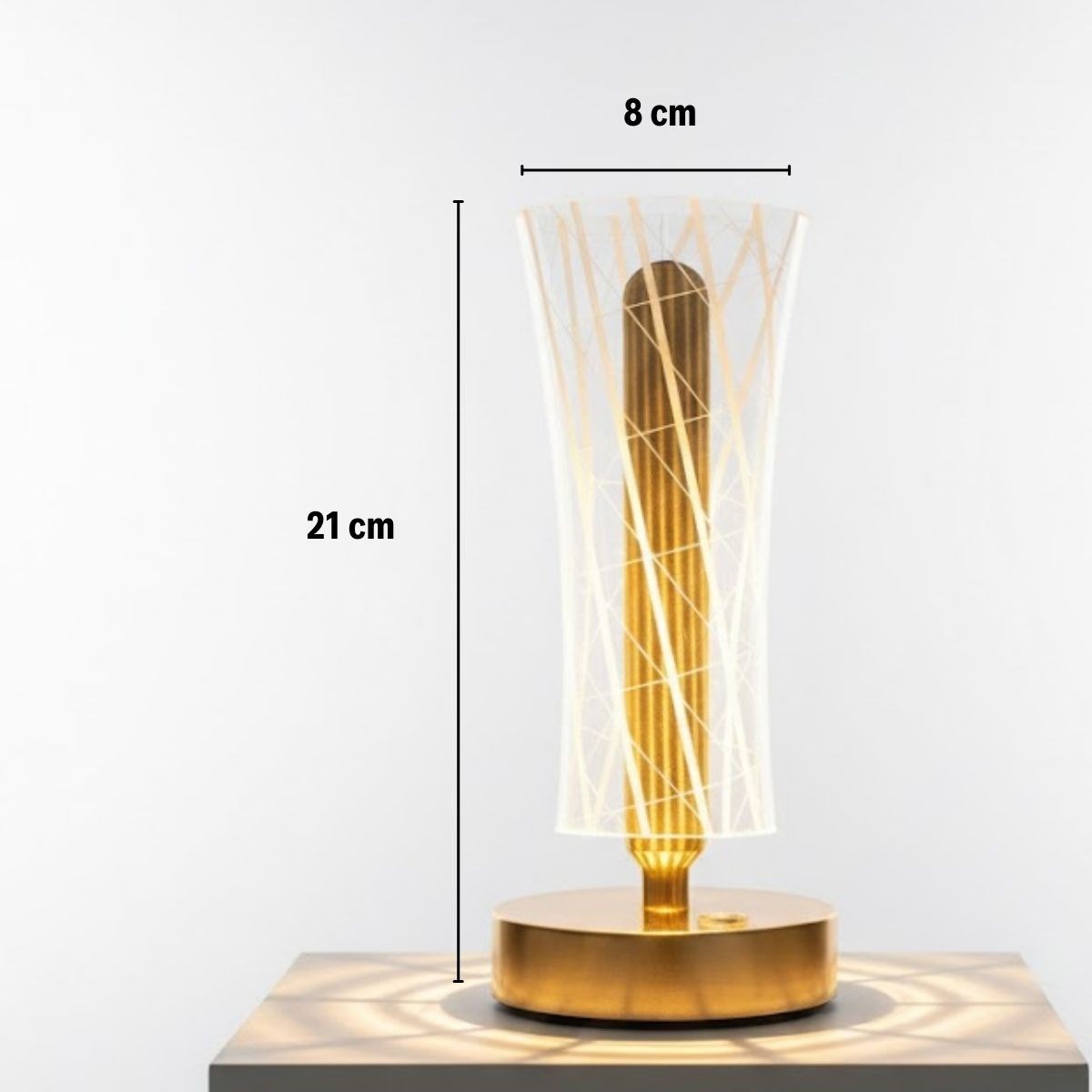 Cylindrical Crystal Line LED Table Lamp – Gold Base, Touch Control, 3-Color Light Modes #5