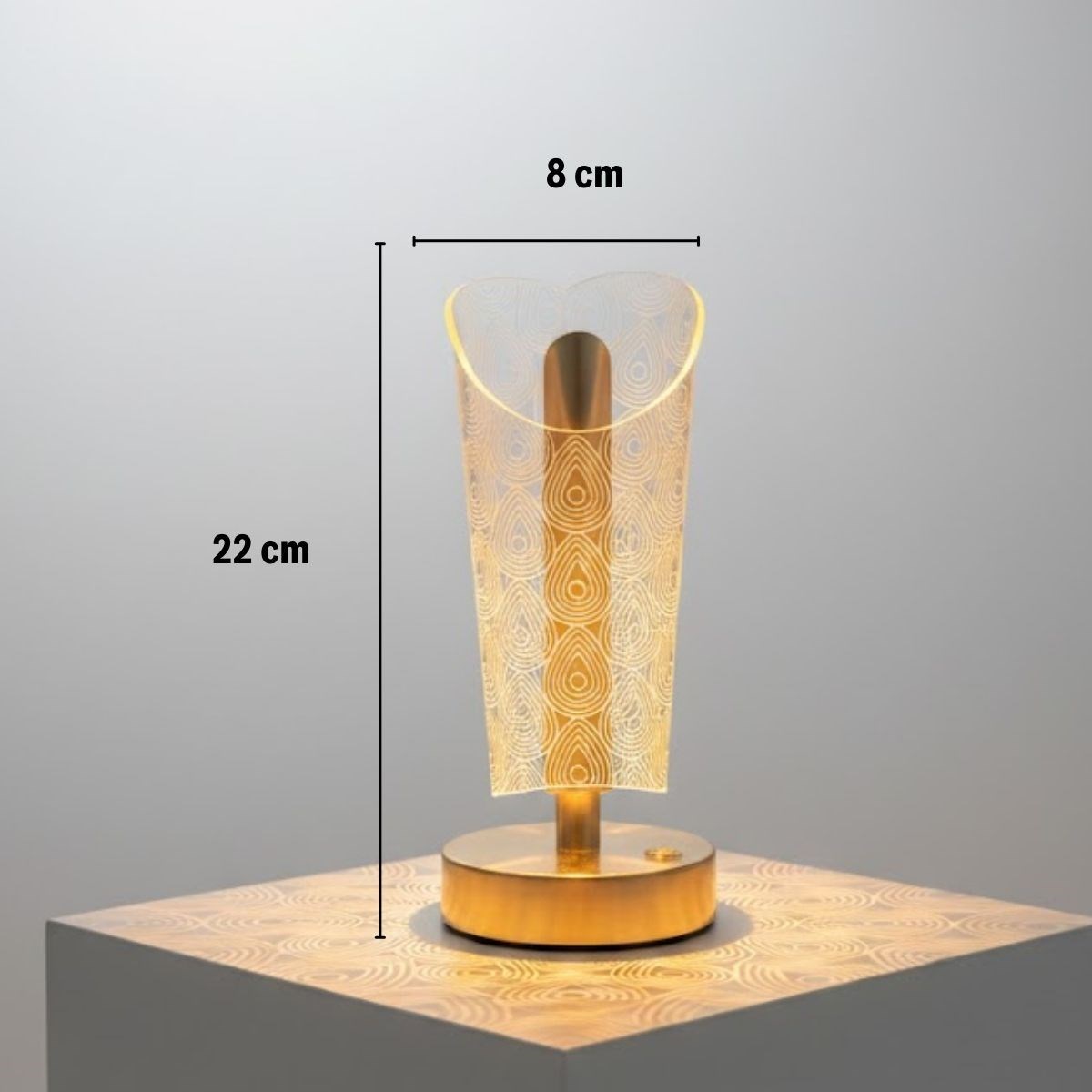 Open Cylindrical Crystal Drop LED Table Lamp – Gold Base, Touch Control, 3-Color Light Mode #5