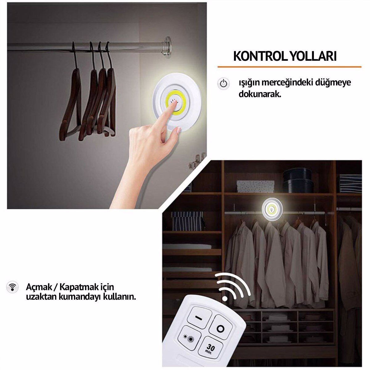 Uzaktan Kumandalı Yapışkanlı Led Spot Lamba (5563) #4