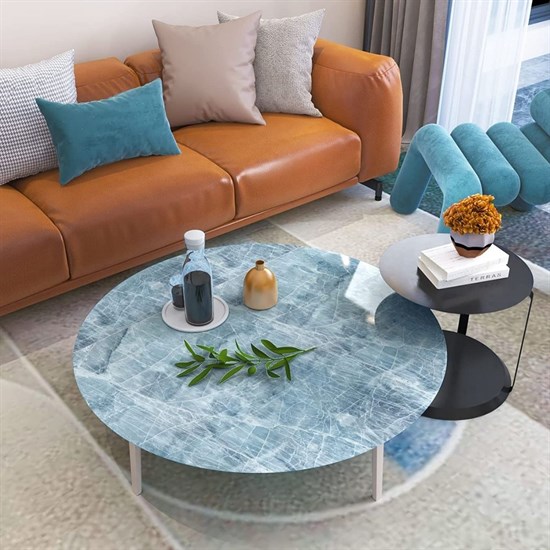 Marble Pattern Waterproof Kitchen Countertop Adhesive Sticker Blue 5x0.6m (5563) #2