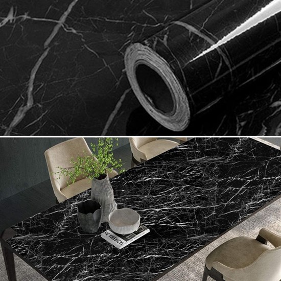 Black Marble Pattern Self-Adhesive Kitchen Countertop Waterp