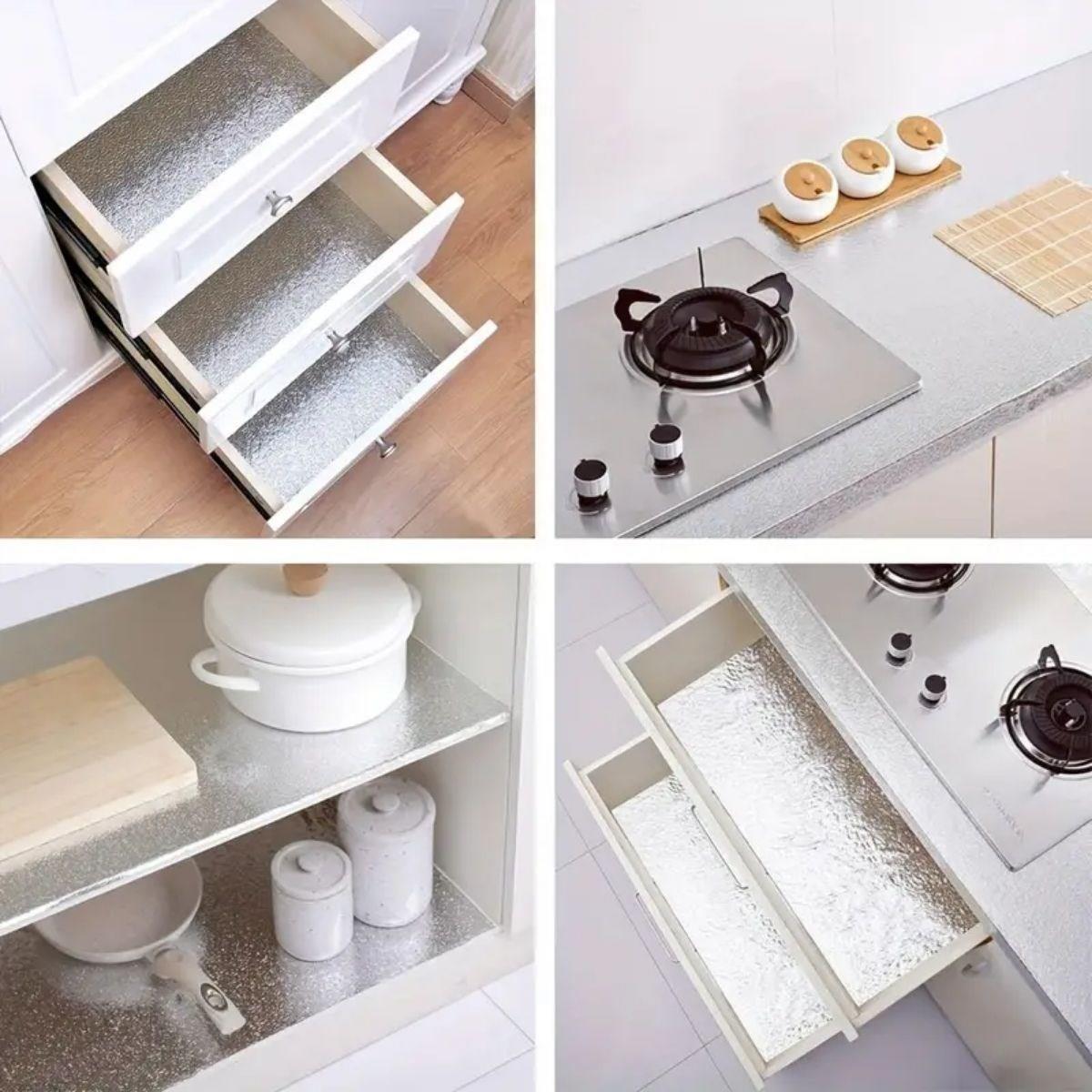 Silver Aluminum Foil Wallpaper Roll, Self-Adhesive Shelf Liner, Waterproof 2m x 60cm (5563) #4