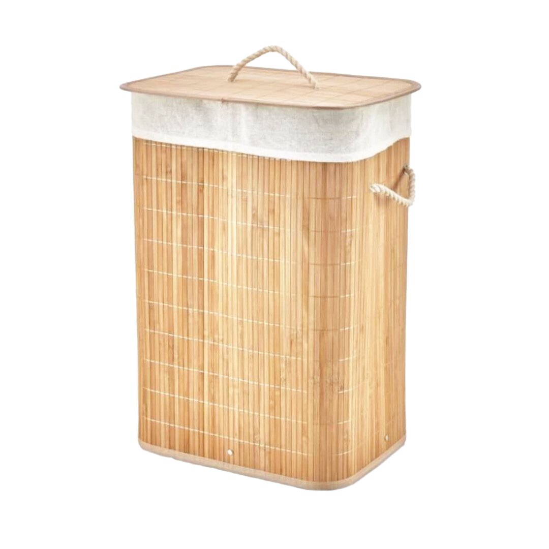 Rectangular Bamboo Wood Laundry Basket 40x30x60cm with Remov