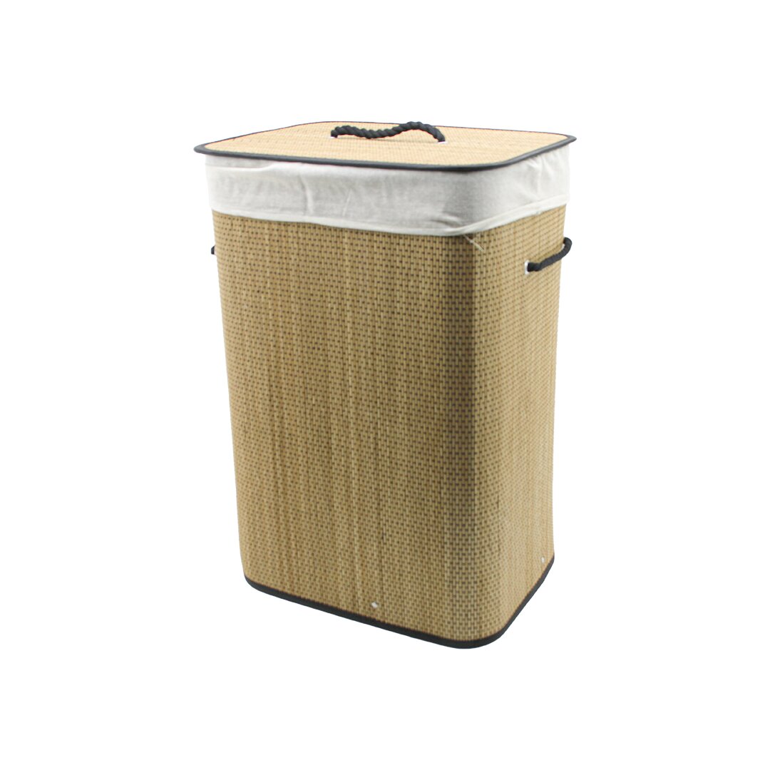 Rectangular Wicker Wood Laundry Basket 42x32x60cm with Lid